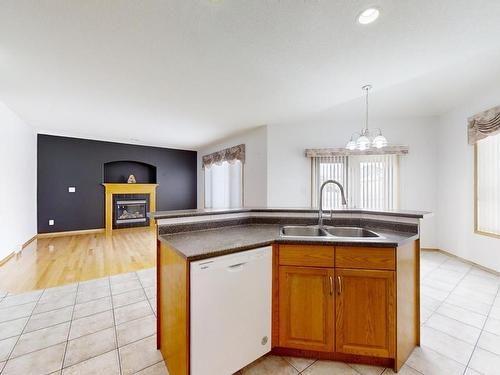 3516 29 Street, Edmonton, AB - Indoor Photo Showing Kitchen With Fireplace With Double Sink