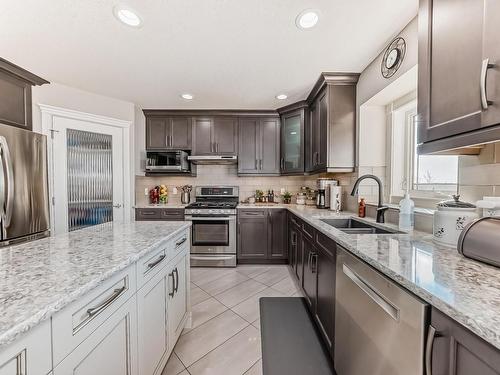 1527 Haswell Close, Edmonton, AB - Indoor Photo Showing Kitchen With Stainless Steel Kitchen With Double Sink With Upgraded Kitchen