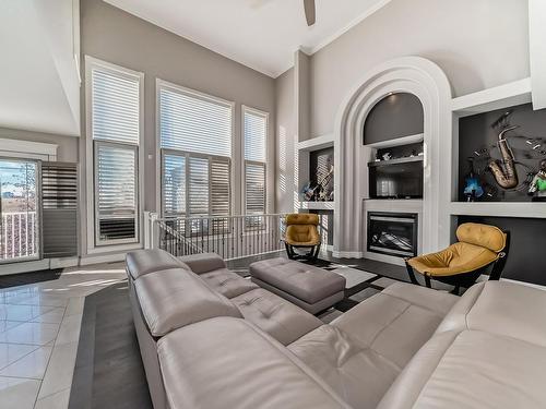 1527 Haswell Close, Edmonton, AB - Indoor Photo Showing Living Room With Fireplace