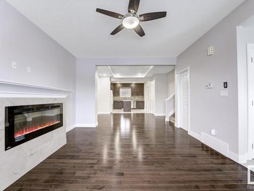 985 Mcconachie Boulevard, Edmonton, AB - Indoor Photo Showing Living Room With Fireplace