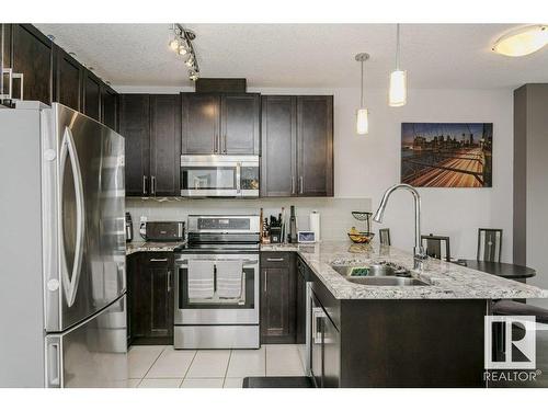 333 5151 Windermere Boulevard, Edmonton, AB - Indoor Photo Showing Kitchen With Stainless Steel Kitchen With Double Sink With Upgraded Kitchen