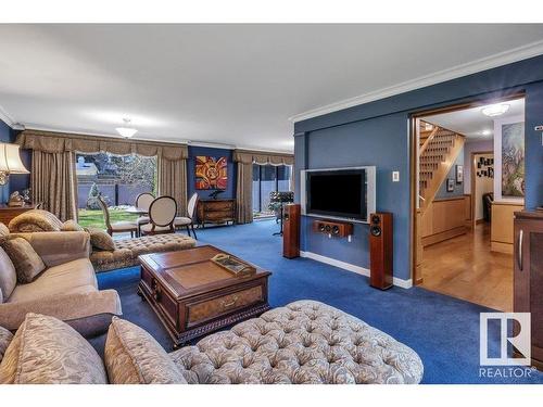 6628 123 Street, Edmonton, AB - Indoor Photo Showing Living Room With Fireplace