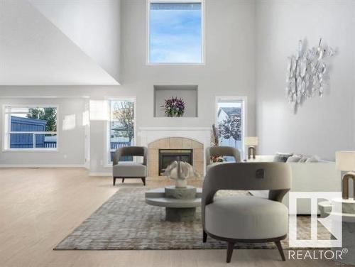 8 Foxhaven Crescent, Sherwood Park, AB - Indoor Photo Showing Living Room With Fireplace