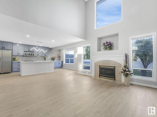 8 Foxhaven Crescent, Sherwood Park, AB - Indoor Photo Showing Living Room With Fireplace