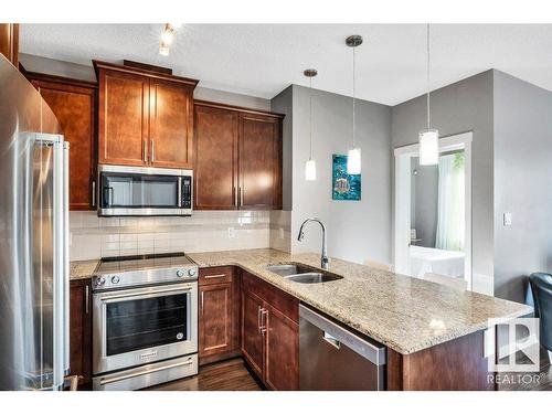 115 812 Welsh Drive, Edmonton, AB - Indoor Photo Showing Kitchen With Stainless Steel Kitchen With Double Sink