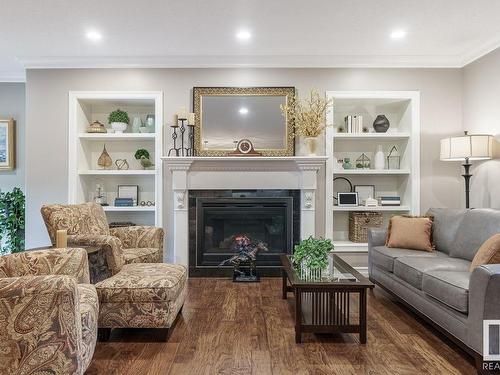 1196 Adamson Drive, Edmonton, AB - Indoor Photo Showing Living Room With Fireplace