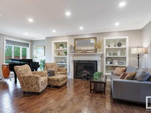 1196 Adamson Drive, Edmonton, AB - Indoor Photo Showing Living Room With Fireplace