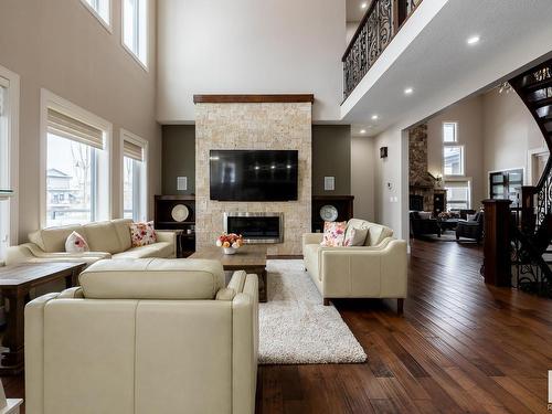 3104 Watson Green, Edmonton, AB - Indoor Photo Showing Living Room With Fireplace