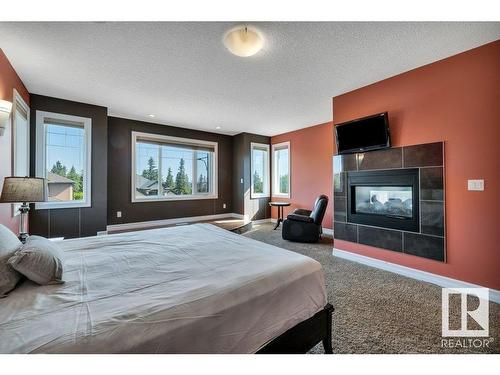 1211 Adamson Drive, Edmonton, AB - Indoor Photo Showing Bedroom With Fireplace