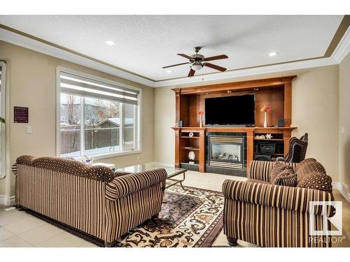 1809 33B Avenue, Edmonton, AB - Indoor Photo Showing Living Room With Fireplace