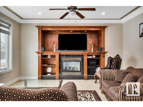 1809 33B Avenue, Edmonton, AB - Indoor Photo Showing Living Room With Fireplace