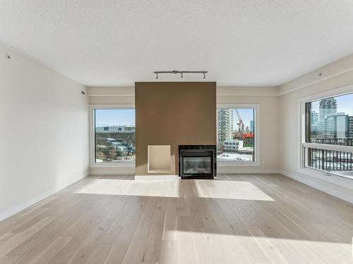 903 10108 125 Street, Edmonton, AB - Indoor Photo Showing Living Room With Fireplace