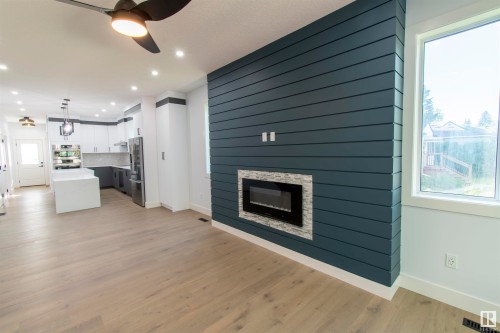 10954 135 Street, Edmonton, AB - Indoor Photo Showing Living Room With Fireplace