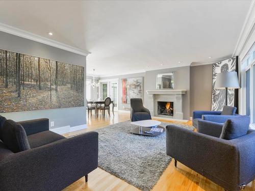 9507 141 Street, Edmonton, AB - Indoor Photo Showing Living Room With Fireplace