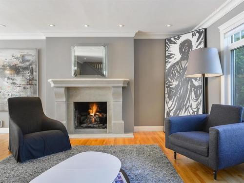 9507 141 Street, Edmonton, AB - Indoor Photo Showing Living Room With Fireplace