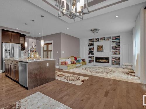 5264 17 Avenue, Edmonton, AB - Indoor Photo Showing Kitchen With Fireplace With Upgraded Kitchen