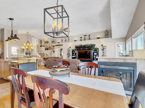 16127 76 Street, Edmonton, AB - Indoor Photo Showing Dining Room With Fireplace