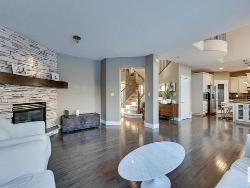 3007 Macneil Way, Edmonton, AB - Indoor Photo Showing Living Room With Fireplace