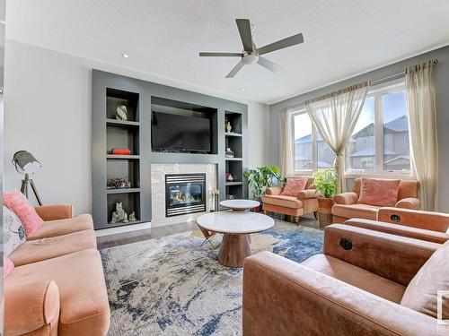 16516 131 Street, Edmonton, AB - Indoor Photo Showing Living Room With Fireplace