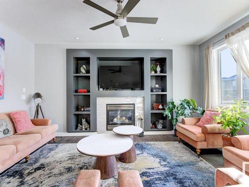 16516 131 Street, Edmonton, AB - Indoor Photo Showing Living Room With Fireplace