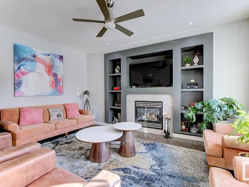 16516 131 Street, Edmonton, AB - Indoor Photo Showing Living Room With Fireplace