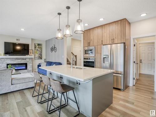 5320 22 Avenue, Edmonton, AB - Indoor Photo Showing Kitchen With Fireplace With Upgraded Kitchen