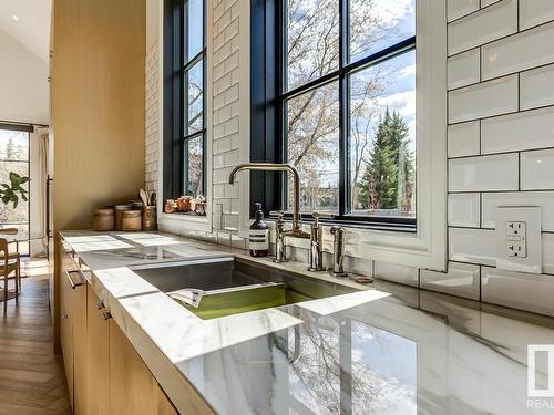 14305 Summit Drive, Edmonton, AB - Indoor Photo Showing Kitchen With Double Sink