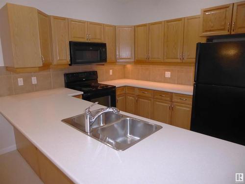 201 160 Magrath Road Nw, Edmonton, AB - Indoor Photo Showing Kitchen With Double Sink