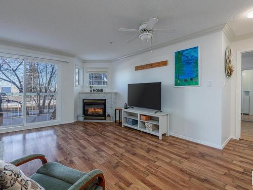 208 17150 94A Avenue, Edmonton, AB - Indoor Photo Showing Living Room With Fireplace