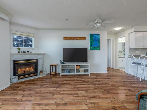 208 17150 94A Avenue, Edmonton, AB - Indoor Photo Showing Living Room With Fireplace