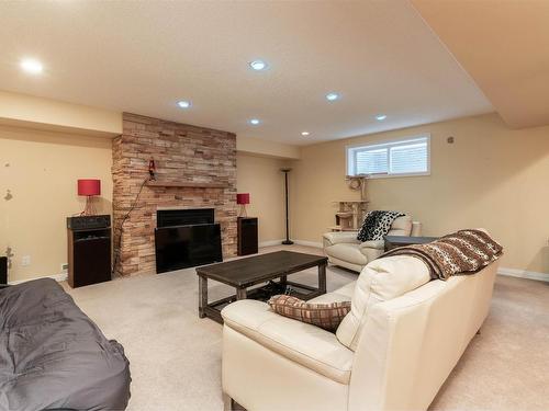 446 Sparling Court, Edmonton, AB - Indoor Photo Showing Basement With Fireplace