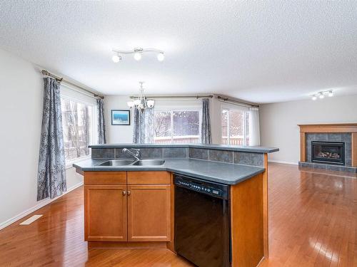 1209 Latta Crescent, Edmonton, AB - Indoor Photo Showing Kitchen With Fireplace With Double Sink