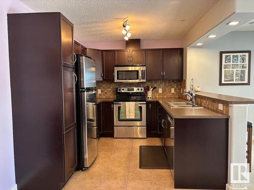 331 11603 Ellerslie Road, Edmonton, AB - Indoor Photo Showing Kitchen With Stainless Steel Kitchen With Double Sink