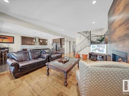 15836 13 Avenue Sw, Edmonton, AB - Indoor Photo Showing Living Room With Fireplace