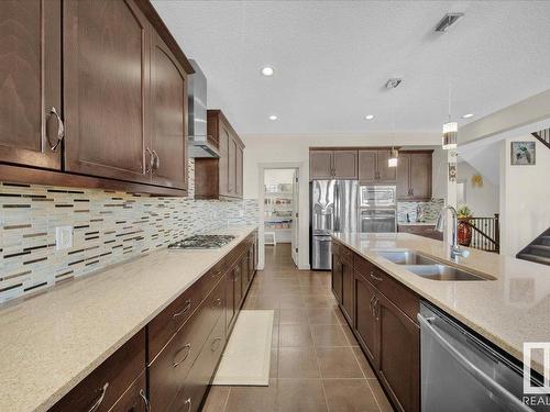 15836 13 Avenue Sw, Edmonton, AB - Indoor Photo Showing Kitchen With Double Sink With Upgraded Kitchen