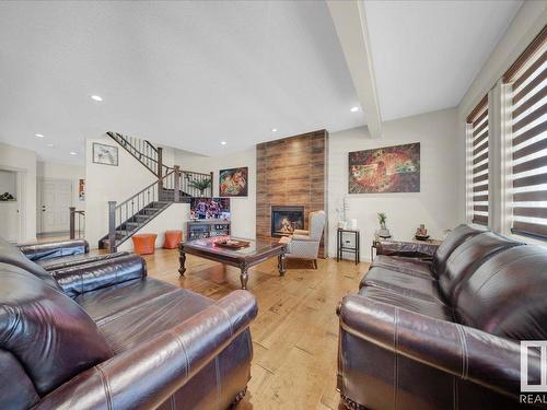 15836 13 Avenue Sw, Edmonton, AB - Indoor Photo Showing Living Room With Fireplace