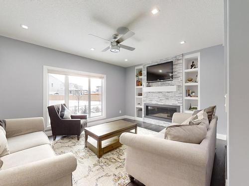 1966 Adamson Terrace, Edmonton, AB - Indoor Photo Showing Living Room With Fireplace