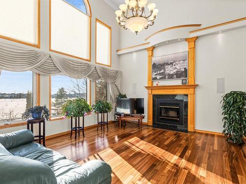 1061 Tory Road, Edmonton, AB - Indoor Photo Showing Living Room With Fireplace