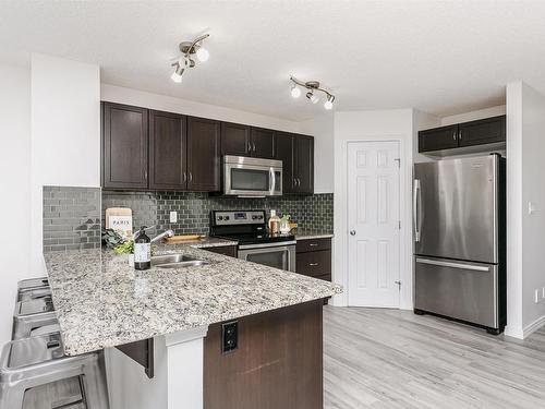 16421 134 Street, Edmonton, AB - Indoor Photo Showing Kitchen With Stainless Steel Kitchen With Double Sink With Upgraded Kitchen