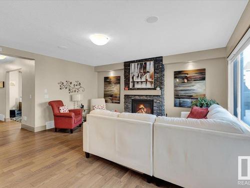 17115 71 Street, Edmonton, AB - Indoor Photo Showing Living Room With Fireplace