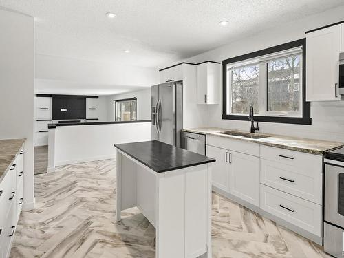 2432 117 Street, Edmonton, AB - Indoor Photo Showing Kitchen With Stainless Steel Kitchen With Double Sink With Upgraded Kitchen