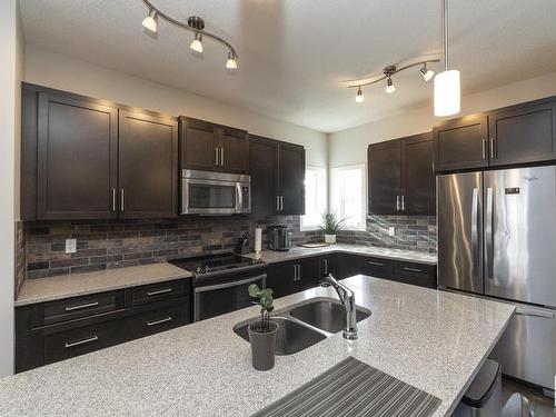 17616 58 Street, Edmonton, AB - Indoor Photo Showing Kitchen With Stainless Steel Kitchen With Double Sink With Upgraded Kitchen