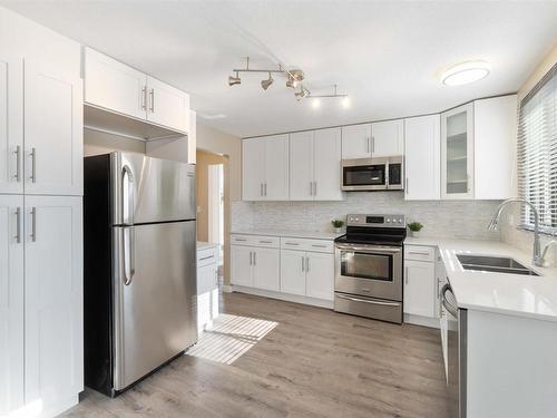 18003 76 Avenue, Edmonton, AB - Indoor Photo Showing Kitchen With Double Sink With Upgraded Kitchen