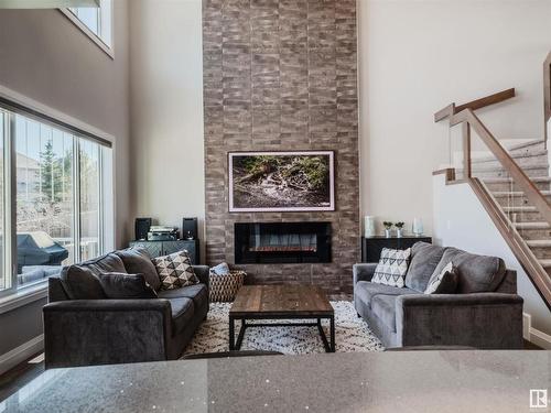 12819 202 Street, Edmonton, AB - Indoor Photo Showing Living Room With Fireplace