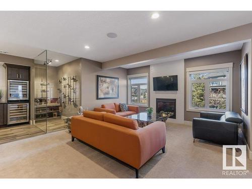 4096 Whispering River Drive, Edmonton, AB - Indoor Photo Showing Living Room With Fireplace