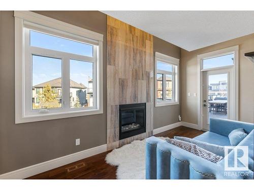 4096 Whispering River Drive, Edmonton, AB - Indoor Photo Showing Living Room With Fireplace