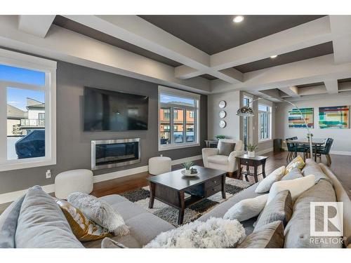 4096 Whispering River Drive, Edmonton, AB - Indoor Photo Showing Living Room With Fireplace