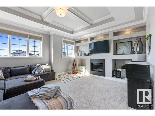 535 Albany Way, Edmonton, AB - Indoor Photo Showing Living Room With Fireplace