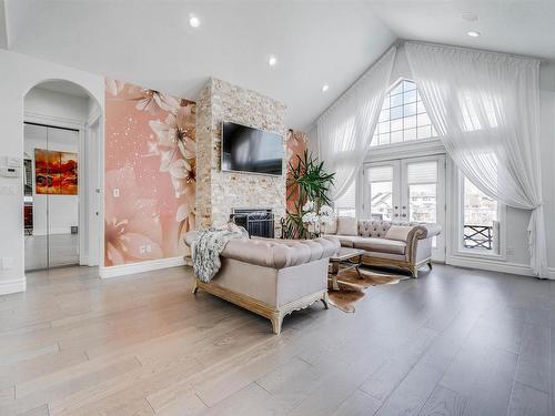 251 Galland Close, Edmonton, AB - Indoor Photo Showing Living Room With Fireplace