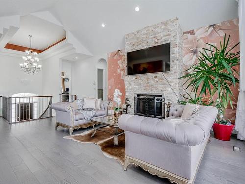 251 Galland Close, Edmonton, AB - Indoor Photo Showing Living Room With Fireplace